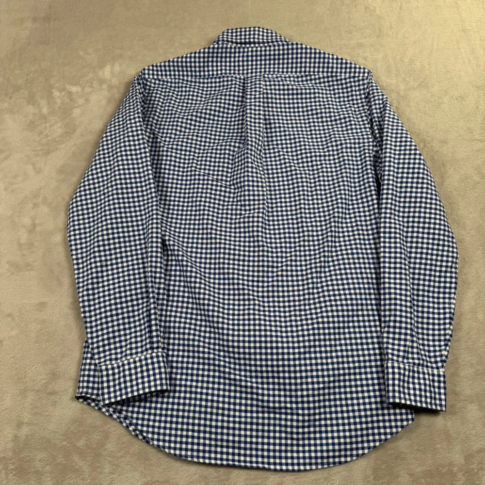 Polo Ralph Lauren Button Down Shirt Mens M Blue Gingham Classic Fit Long Sleeve